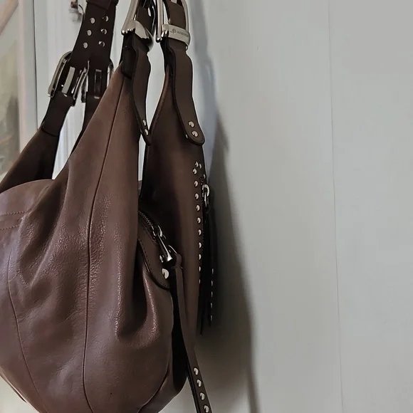 B. makowsky Studded Brown Leather Hobo Bag - Picture 6 of 11